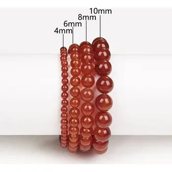 Náramek Korálkový náramek pro muže i ženy | šperky1 ks - 4 Červený achát , 6 mm , 19 cm