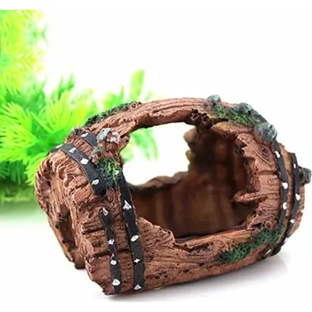 Dekorace do akvária Umělý barel do akvária s jeskyní a krajinou | dekorace, doplňky akvária - ČERVENÁ BARVA