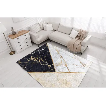 Koberec Pratelný koberec Romi - mramor 3 - šedý/zlatý Rozměr koberce: 80x150 cm