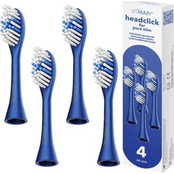 Náhradní hlavice k elektrickému kartáčku Vitammy Pura Slim White hlavice zubních kartáčků 4 ks, Barva Modrá