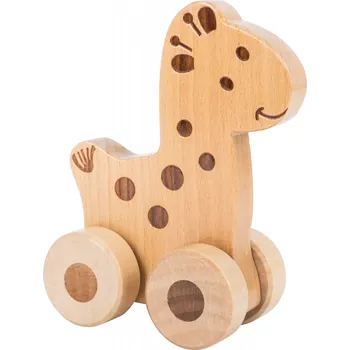 Dřevěná hračka small foot Dřevěné zvířátko na kolečkách 1ks žirafa