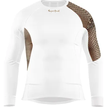 Pánské funkční triko dlouhý rukáv CROCODILE MAN bílá Bamboo Ultra - Hnědá / XXL