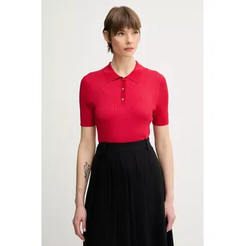 Dámské tričko Polo tričko Tommy Hilfiger dámské, červená barva, WW0WW45511 33X, vel. L