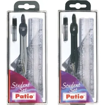 Set školních potřeb Zestaw geometryczny duży z cyrklem + rysiki w pudełku, Patio