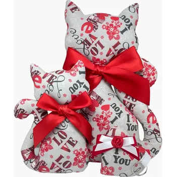 Dekorativní polštářek Kočka s levandulí + přívěsek srdce - love Varianta: kočka malá, Dárkové balení: ne