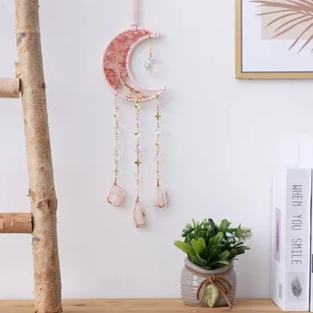 Lapač snů Křišťálový lapač snů ve tvaru měsíce | závěsná dekorace, ruční ozdoba - Lapač snů04