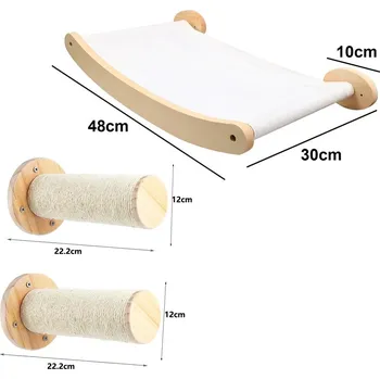 Kočičí strom na zeď se škrabadlem | kočičí nábytek, kočičí doplňky - 3ks sada