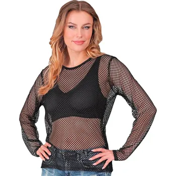 Karnevalový kostým Černé síťované tričko s dlouhým rukávem Velikost: L/XL