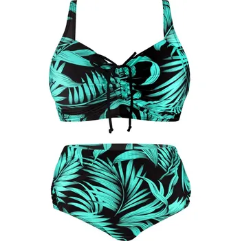 Dámské plavky Salma dvoudílné plavky pro plnoštíhlé S803 5XL zelená