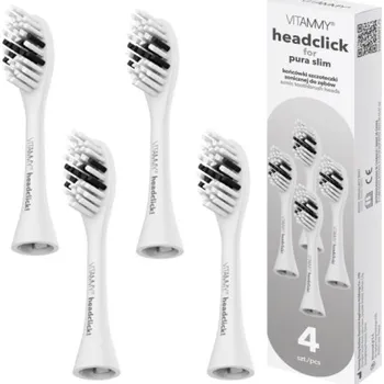 Náhradní hlavice k elektrickému kartáčku Vitammy Pura Slim White hlavice zubních kartáčků 4 ks, Barva Bílá