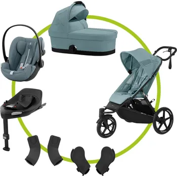Kočárek Akční set AVI SPIN Stormy Blue + hluboká korbička + autosedačka Cybex CLOUD G I-SIZE PLUS + Cybex BASE G + adaptéry na korbičku + adaptéry na autosedačku