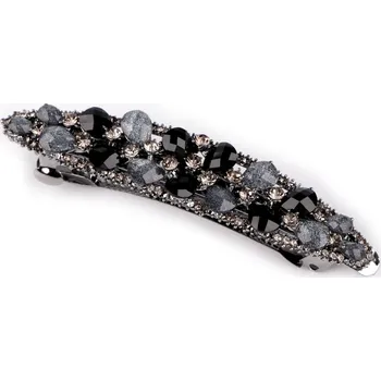 Francouzská spona do vlasů s broušenými kamínky, barva 1 jet