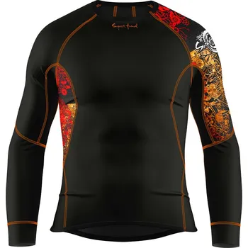 Pánské funkční triko dlouhý rukáv BIKES černá Bamboo Ultra - Oranžová / XXL