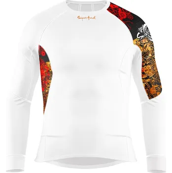 Pánské funkční triko dlouhý rukáv BIKES bílá Bamboo Ultra - Oranžová / S