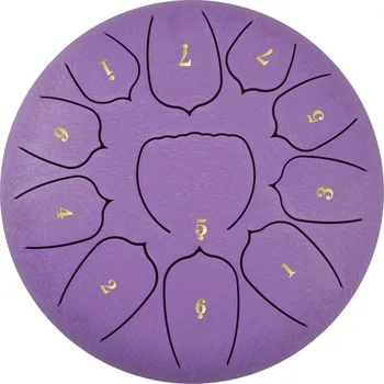 Brzdový buben Ocelový meditační buben s | ruční bubuen s paličkami pro jógu a relax | hudební nástroj, perkusní buben - fialová