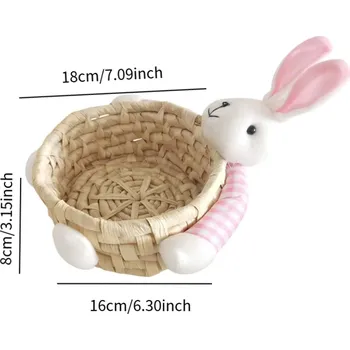 Velikonoční dekorace Mini velikonoční košík s motivem zajíčka | velikonoční dekorace, úložný košík - Styl 2-L
