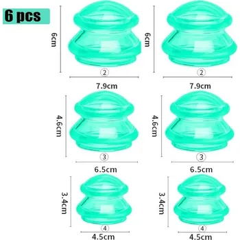 Masážní přístroj Silikonové vakuové baňky | baňky, masážní sada - Zelená 6ks