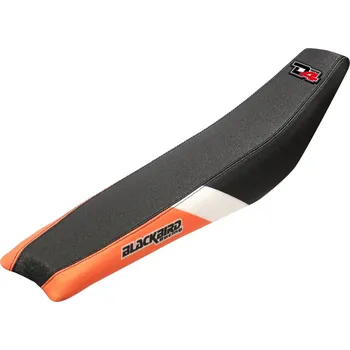 Moto sedlo BLACKBIRD potah sedla KTM SX/SXF 16-18, EXC/EXCF 17-19 DREAM 4 barva černá oranžová bílá (BLACKBIRD potah sedla KTM SX/SXF 16-18, EXC/EXCF 17-19 DREAM 4 barva černá oranžová bílá)