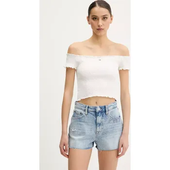 Dámská halenka Halenka Tommy Jeans dámská, bílá barva, hladká, DW0DW20238 00X, vel. L