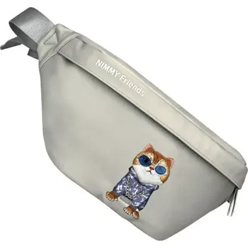 Pouzdro na mobilní telefon NIMMY crossbody GLASSES COOL CAT šedá