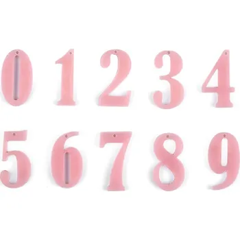 Čísla k přišití, zavěšení, nalepení; sada čísel od 0-9, barva 2 pudrová