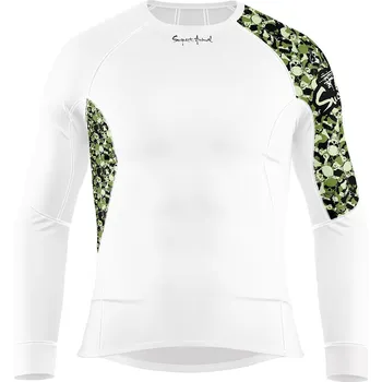 Pánské termoprádlo Pánské funkční triko dlouhý rukáv CAMO bílá Bamboo Ultra - Zelená / M