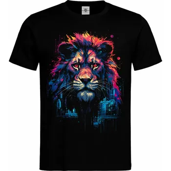 Pánské tričko Tričko Abstrakce lva Druh: Pánské, Barva: Černá, Velikost: M