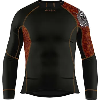 Pánské funkční triko dlouhý rukáv SKULL černá Bamboo Ultra - Hnědá / M