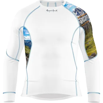 Pánské termoprádlo Pánské funkční triko dlouhý rukáv HIGHLANDER bílá Bamboo Ultra - Modrá / XL