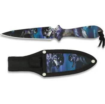 Sport Nůž vrhací Albainox Thrower Wolf 3D - modrý-černý