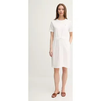 Dámské šaty Bavlněné šaty Tommy Hilfiger bílá barva, mini, WW0WW45529 00X, vel. XL