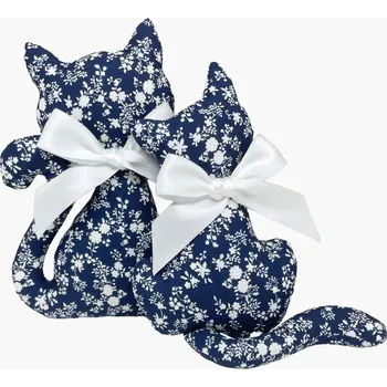 Dekorativní polštářek Kočka s levandulí - květy na modré Varianta: kočka malá, Dárkové balení: ne