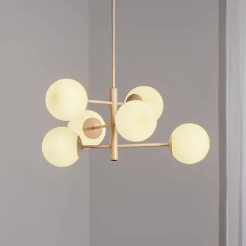 Domiluce Závěsné světlo Aurora, béžová barva, Ø 60 cm, 6 světel, sklo, E14 béžová, bílá 6 x 10 W LED - Doprava zdarma