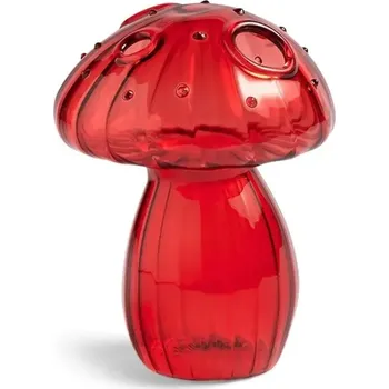 Váza Průhledná dekorativní váza s motivem houby na květiny | váza, stolní dekorace - červený