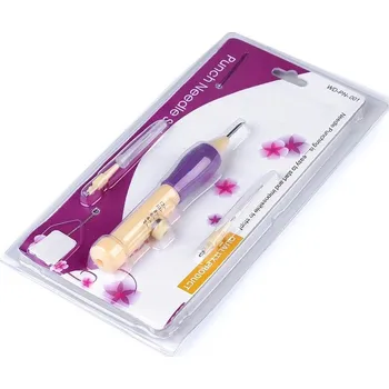 Dutá jehla / vyšívací pero - sada na vyšívání, barva 2 fialová béžová