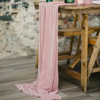 ubrus Luxusní sametový běhoun na stůl pro svatbu a dekorace | sametový běhoun, dekorace stolu - Růžový