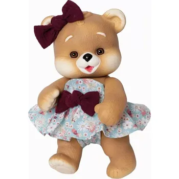 plyšák Hnědá medvědice v modrých šatech s kvítky od RosaToys (OSO MARRON VESTIDO FLORES)