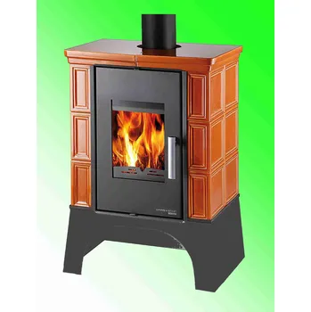 Krbová kamna HAAS+SOHN EBOLI AL II s výměníkem, černá, kachle karamel, vychlazovací smyčka