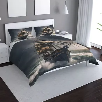 Povlečení Saténové povlečení Plachetnice v rozbouřených vodách - Sablio - 140x200 / 90x70