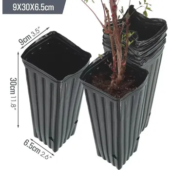 10 ks Hluboký plastový květináč na sazenice stromů | květináč, sazenicový obal - Rozměry 9 x 30 x 6,5 cm , 10ks