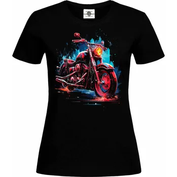 Dámské tričko Tričko Abstrakce motorky Druh: Dámské, Barva: Černá, Velikost: XL