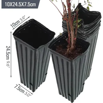 Květináč 10 ks Hluboký plastový květináč na sazenice stromů | květináč, sazenicový obal - Rozměry 10 x 24,5 x 7,5 cm , 10ks