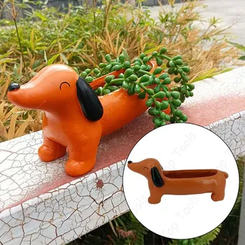 Roztomilý psí květináč jezevčík na sukulenty Jantarová