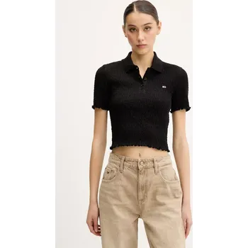 Dámské tričko Polo tričko Tommy Jeans dámské, černá barva, DW0DW20296 99X, vel. S