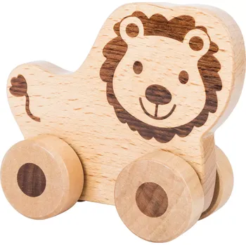 Dřevěná hračka small foot Dřevěné zvířátko na kolečkách 1ks lev