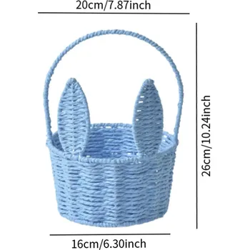 Velikonoční dekorace Mini velikonoční košík s motivem zajíčka | velikonoční dekorace, úložný košík - Modrý