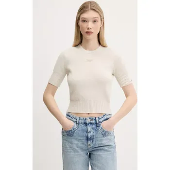 Dámský svetr Svetr Tommy Jeans dámský, béžová barva, DW0DW20380 01X, vel. M