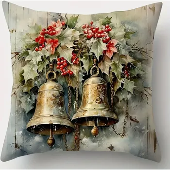 Povlak na dekorativní polštářek Vánoční povlak na polštář s vintage motivem a zipem | vánoční dekorace, povlak polštář - styl4