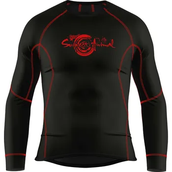 Pánské funkční triko dlouhý rukáv černá/červená Bamboo Ultra - Červená / XL