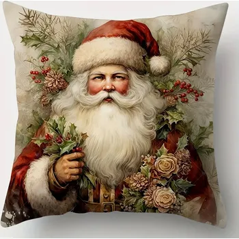 Povlak na dekorativní polštářek Vánoční povlak na polštář s vintage motivem a zipem | vánoční dekorace, povlak polštář - Styl1